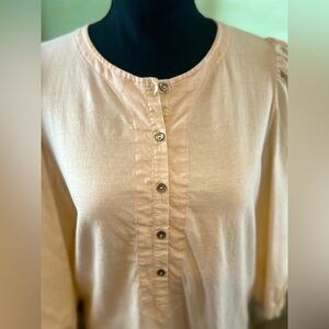 La Vie Pale Pink Cotton 3/4 Button Front Top
